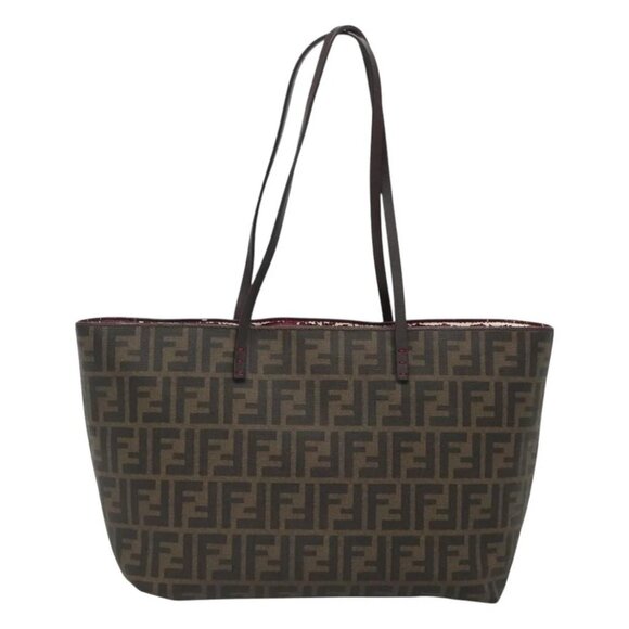 FENDI Zucca Canvas Tote Bag PVC Black Brown - Picture 10 of 15